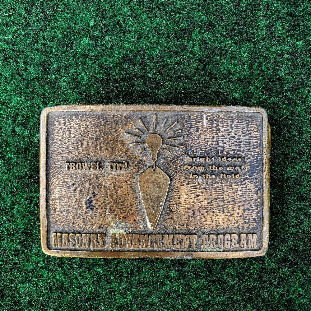 VTG Masonry Advancement Program Brass Belt Buckle Trowel Bright Ideas USA